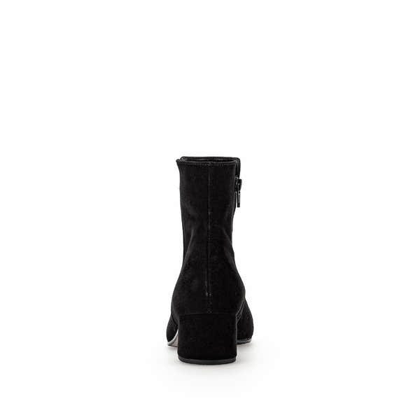 Gabor Abbey Ladies Black Microsuede Side Zip Ankle Boots with Block Heel