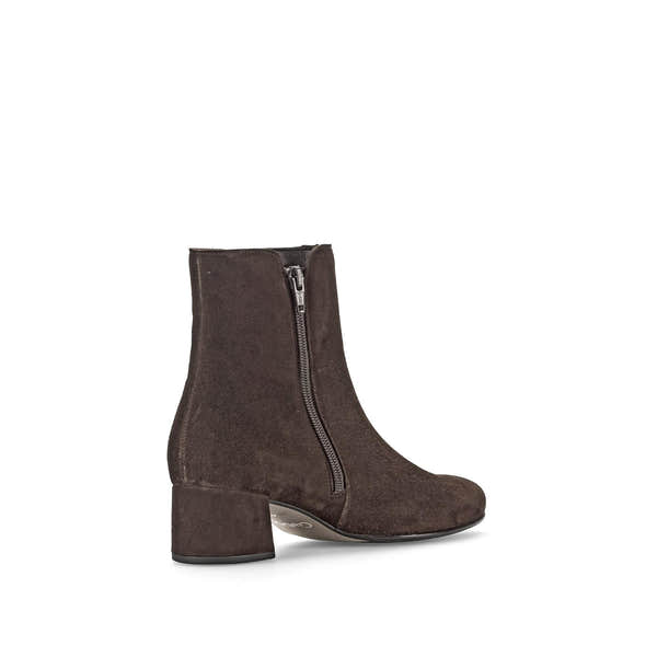 Gabor Abbey Women's Chocolate Brown Microsuede Side Zip Ankle Boots with Block Heel.