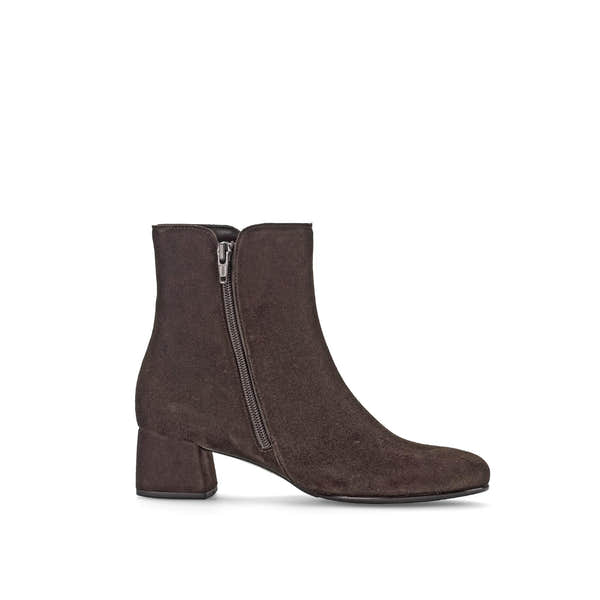 Gabor Abbey Ladies Chocolate Brown Microsuede Side Zip Ankle Boots with block heel.