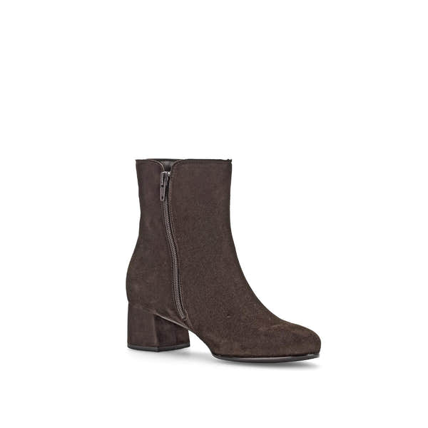 Gabor Abbey Ladies Chocolate Brown Microsuede Side Zip Ankle Boots with Block Heel.