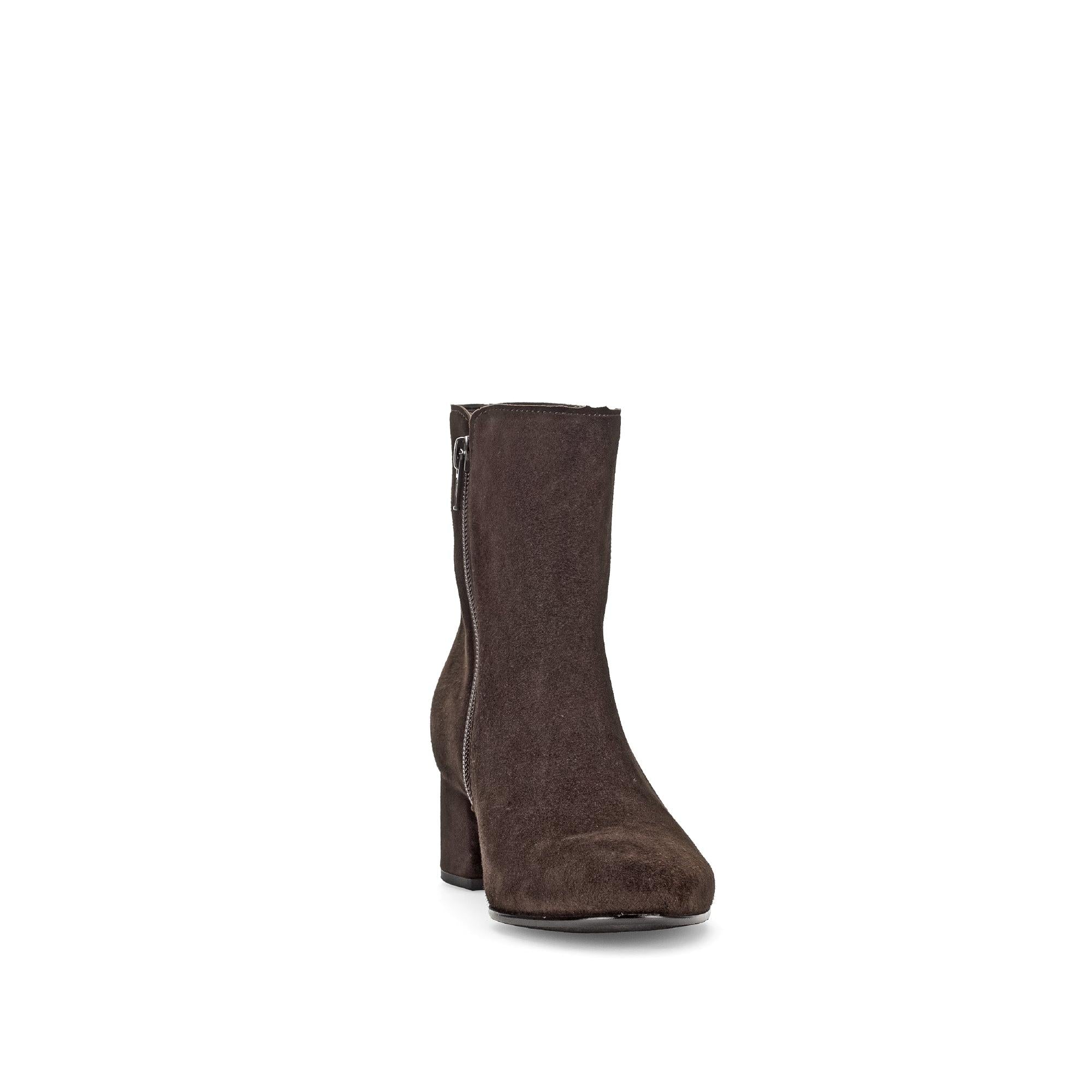 Gabor Abbey Ladies Chocolate Brown Microsuede Side Zip Ankle Boots with Block Heel