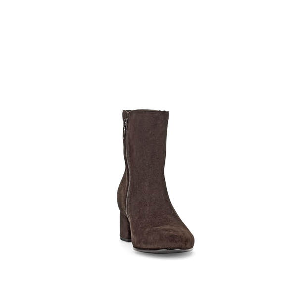 Gabor Abbey Ladies Chocolate Brown Microsuede Side Zip Ankle Boots with Block Heel