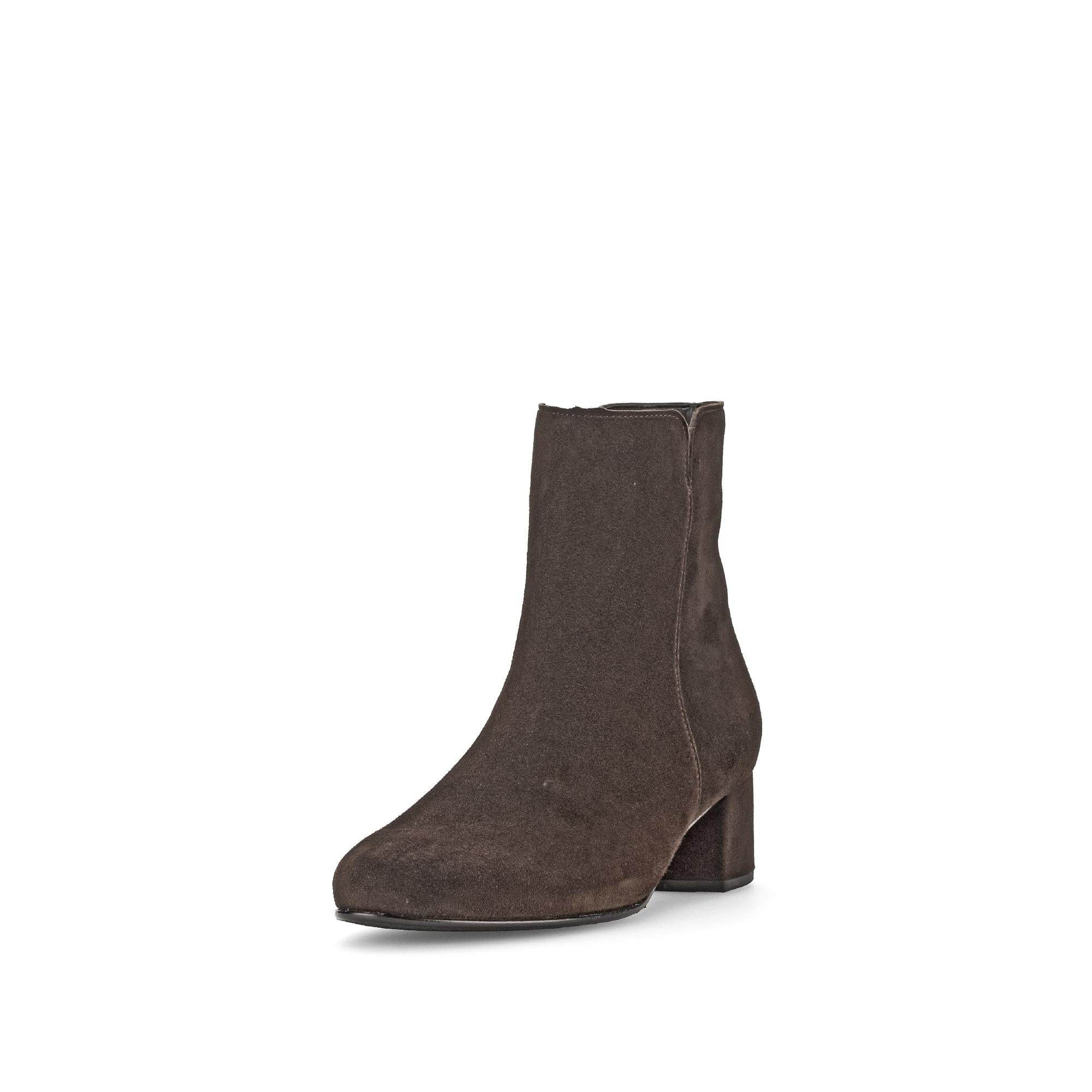 Gabor Abbey Ladies Chocolate Brown Microsuede Side Zip Ankle Boots with block heel.