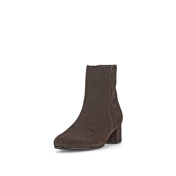 Gabor Abbey Ladies Chocolate Brown Microsuede Side Zip Ankle Boots with block heel.