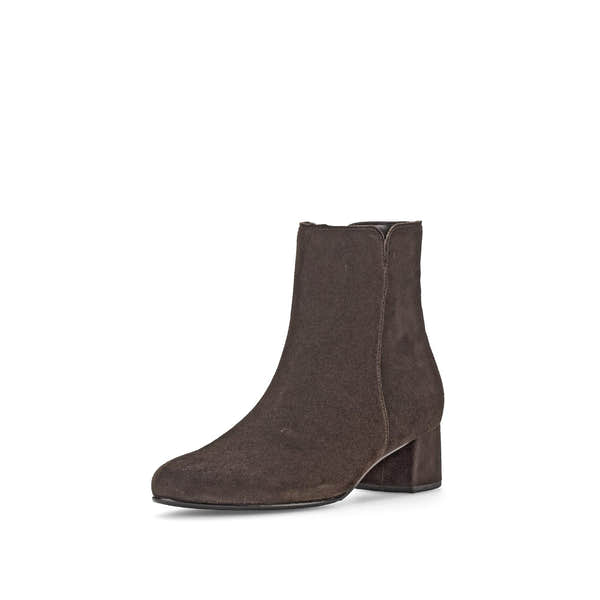 Gabor Abbey Women's Chocolate Brown Microsuede Side Zip Ankle Boots with Block Heel.