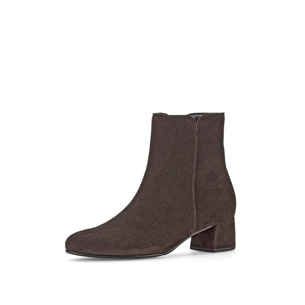 Gabor Abbey Ladies Chocolate Brown Microsuede Side Zip Ankle Boots with Block Heel