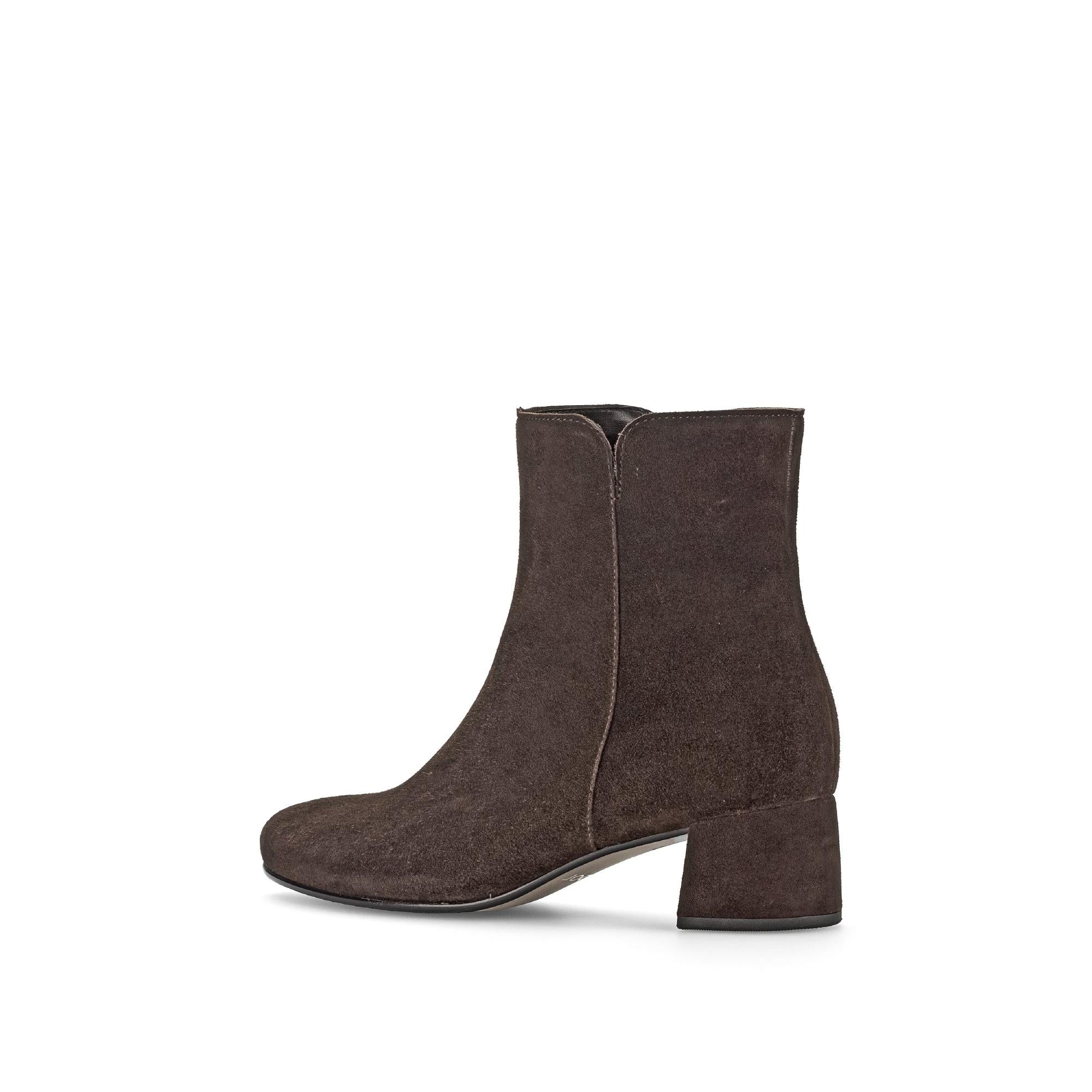 Gabor Abbey Ladies Chocolate Brown Microsuede Side Zip Ankle Boots with Block Heel