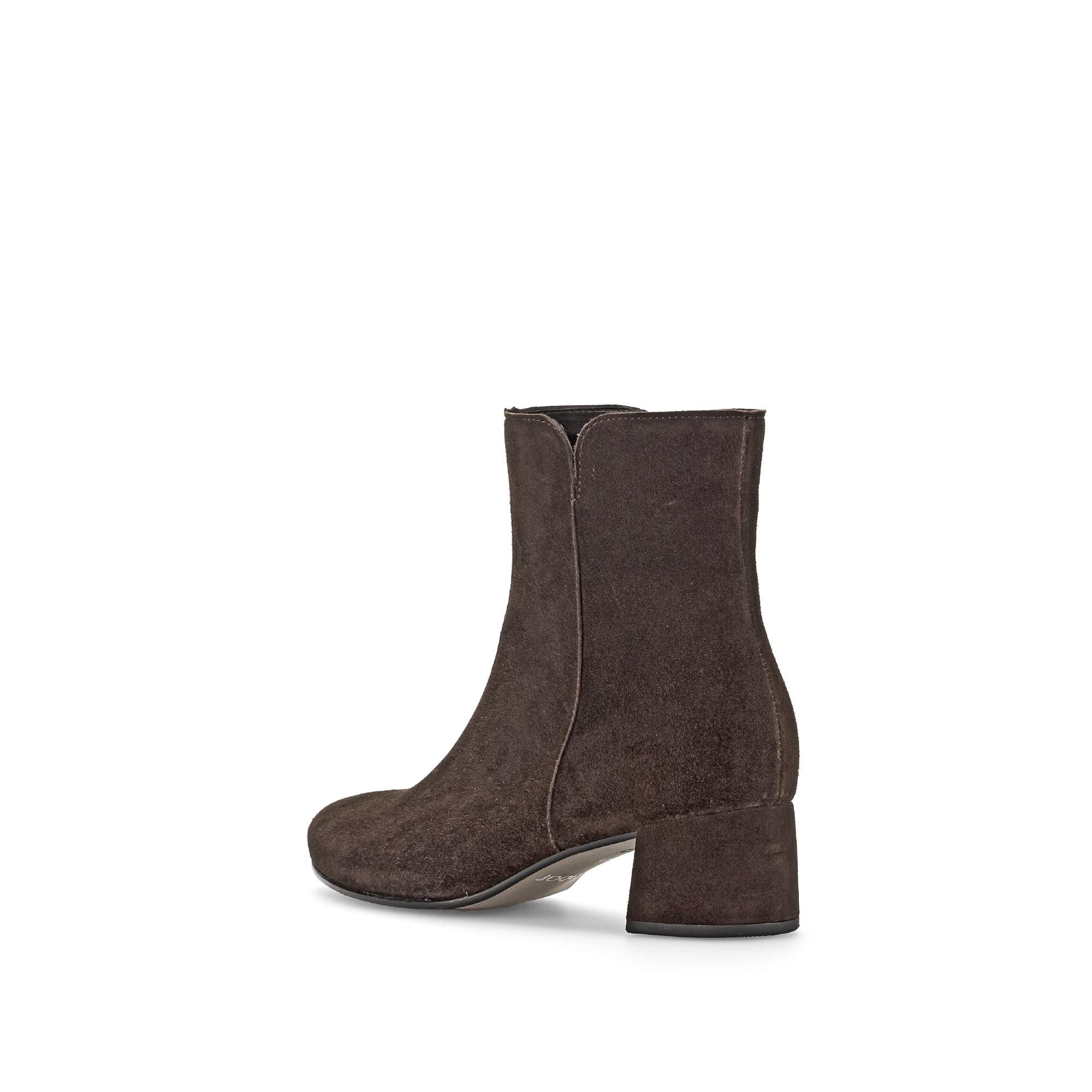 Gabor Abbey Ladies Chocolate Brown Microsuede Side Zip Ankle Boots with block heel.