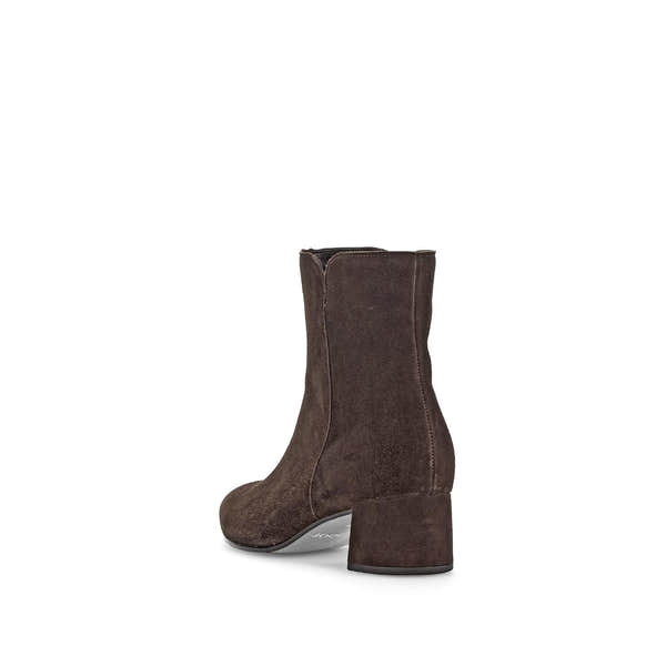 Gabor Abbey Ladies Chocolate Brown Microsuede Side Zip Ankle Boots with Block Heel