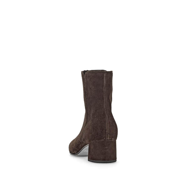 Gabor Abbey Ladies Brown Microsuede Side Zip Ankle Boots with Block Heel in Chocolate Brown.