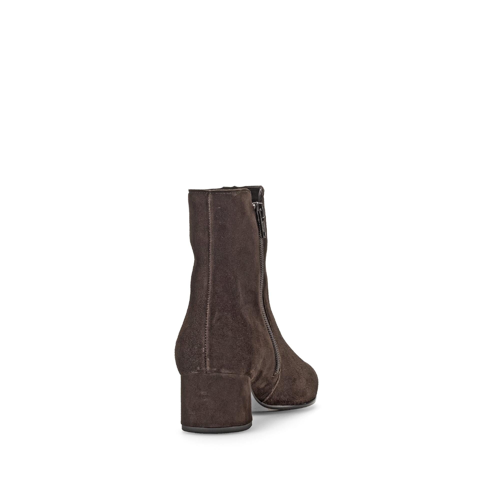 Gabor Abbey Ladies Chocolate Brown Microsuede Side Zip Ankle Boots with Block Heel