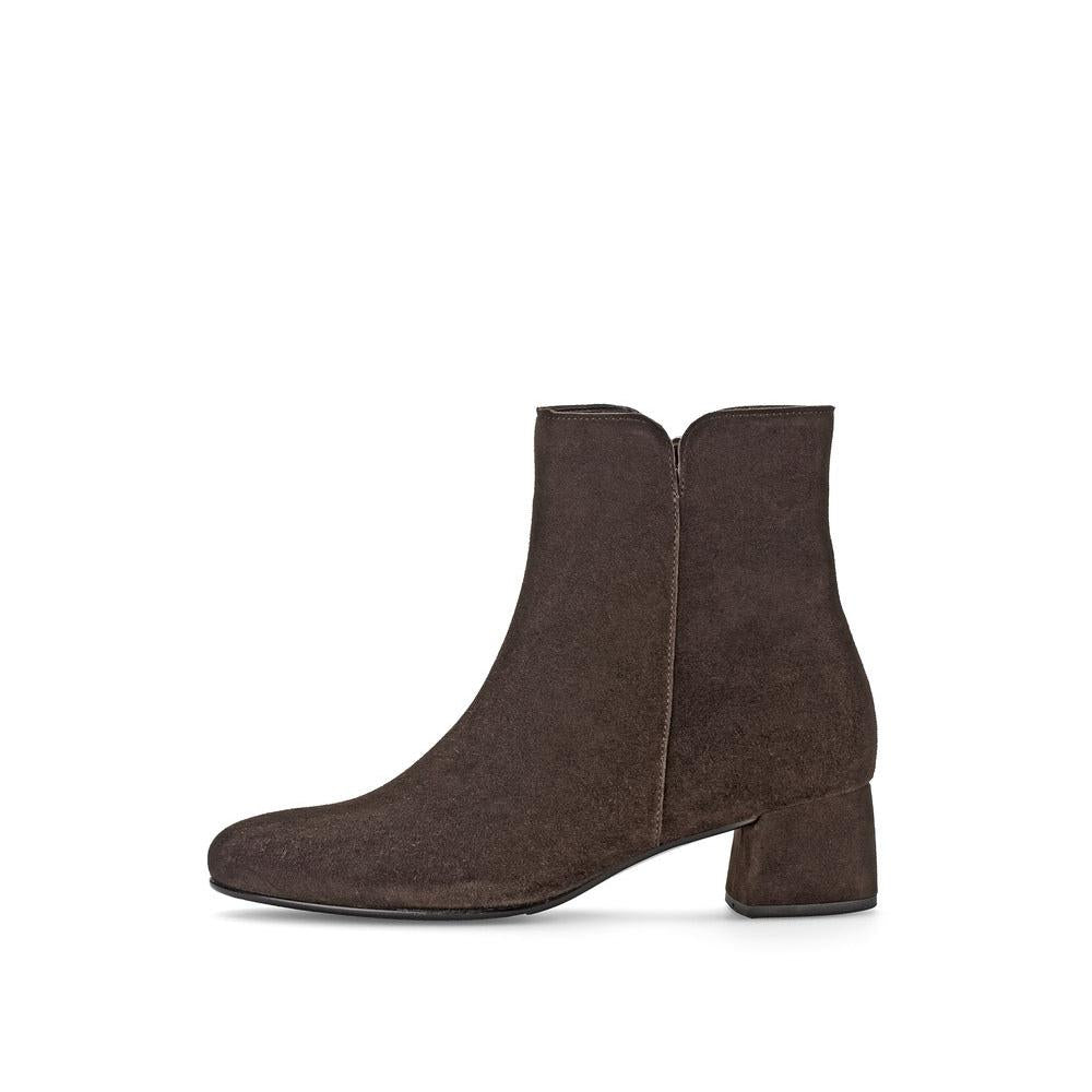 Gabor Abbey Ladies Chocolate Brown Microsuede Side Zip Ankle Boots with block heel.