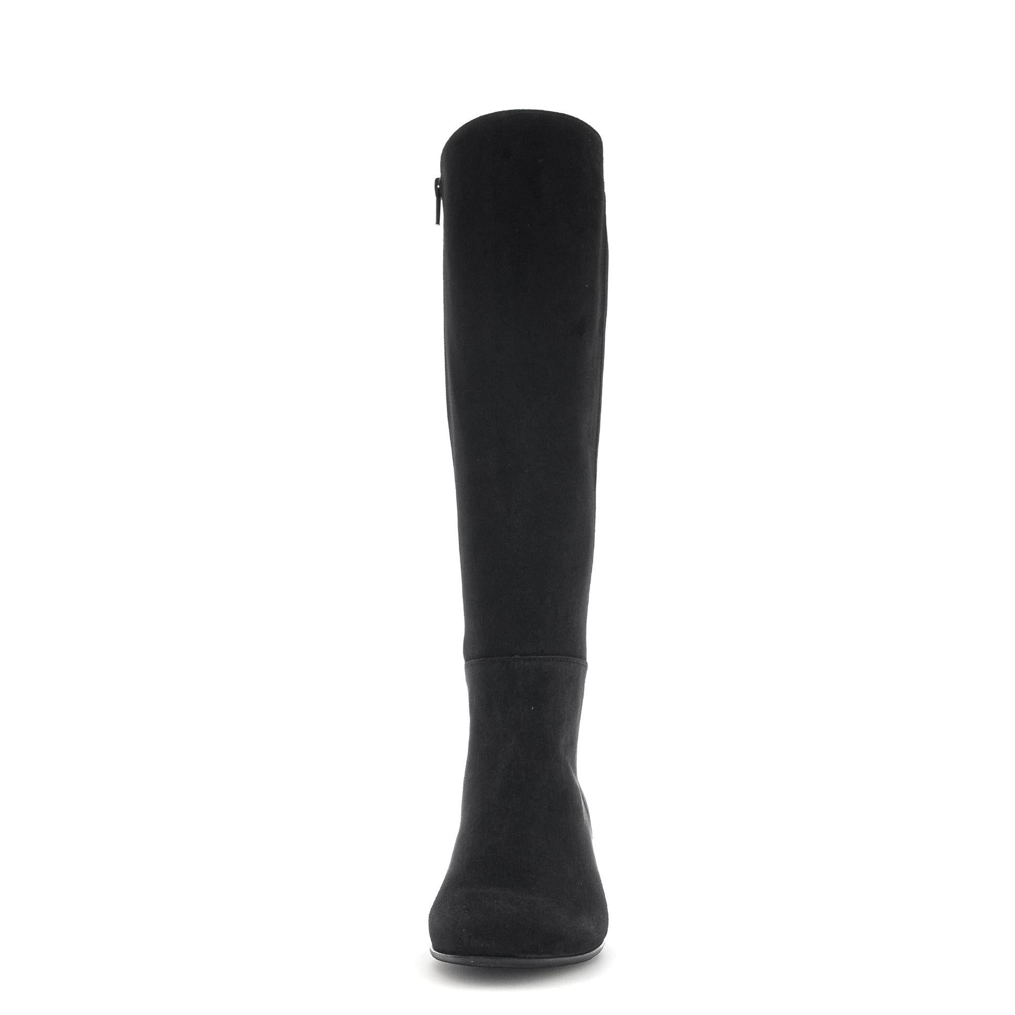 Gabor Ashby M knee-high black microsuede boots with side zipper, stylish women's footwear.