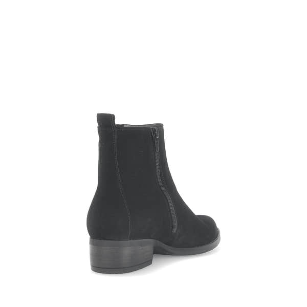 Gabor Gibside Ladies Black Suede Ankle Boots with Side Zip and Block Heel.