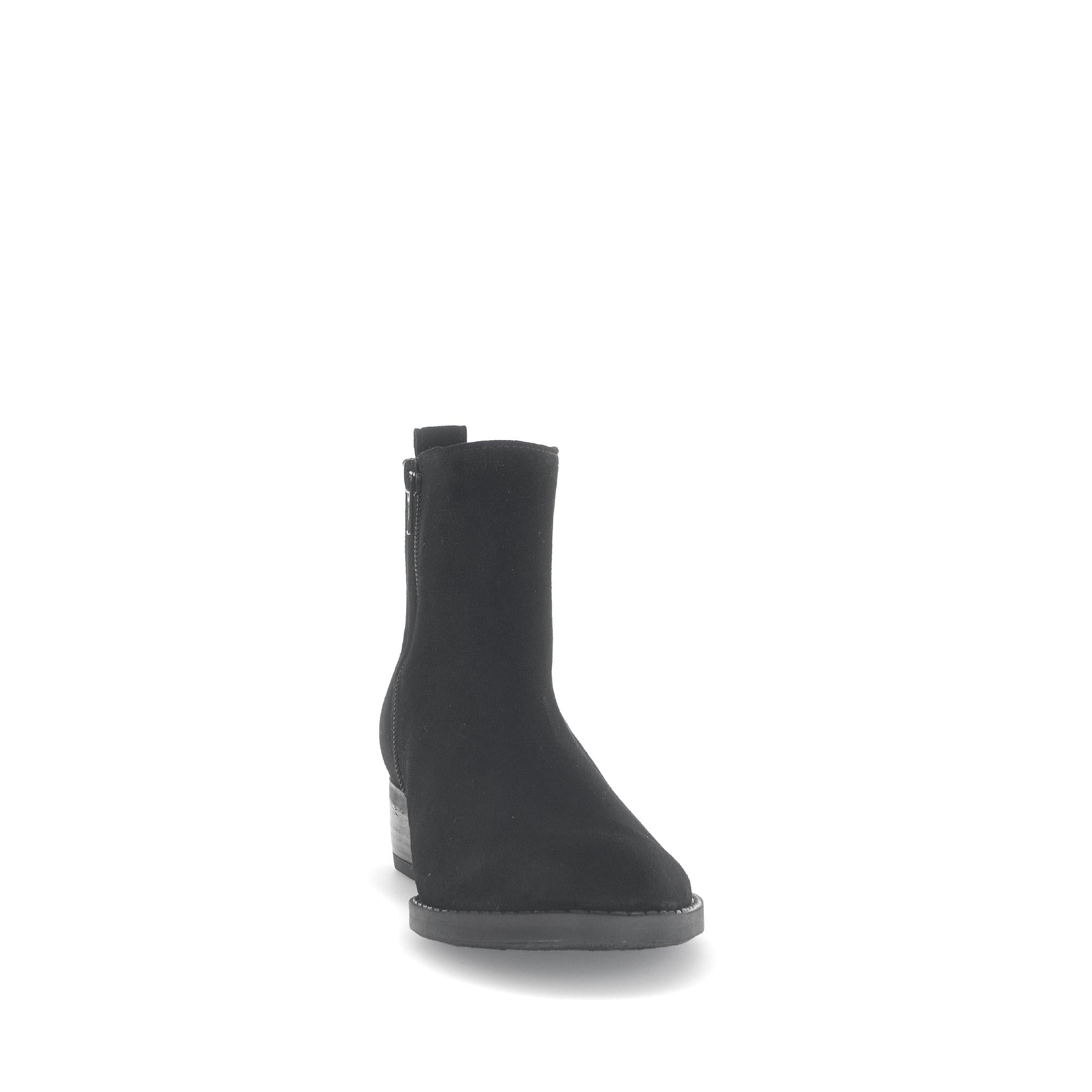 Gabor Gibside Ladies Black Suede Side Zip Ankle Boots with Block Heel and Rounded Toe.