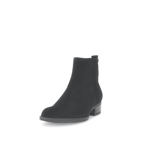 Gabor Gibside Women's Black Suede Ankle Boots with Side Zipper and Low Block Heel.