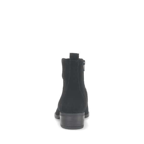 Gabor Gibside Ladies Black Suede Side-Zip Ankle Boots with Block Heel and Pull Tab, stylish women's footwear.