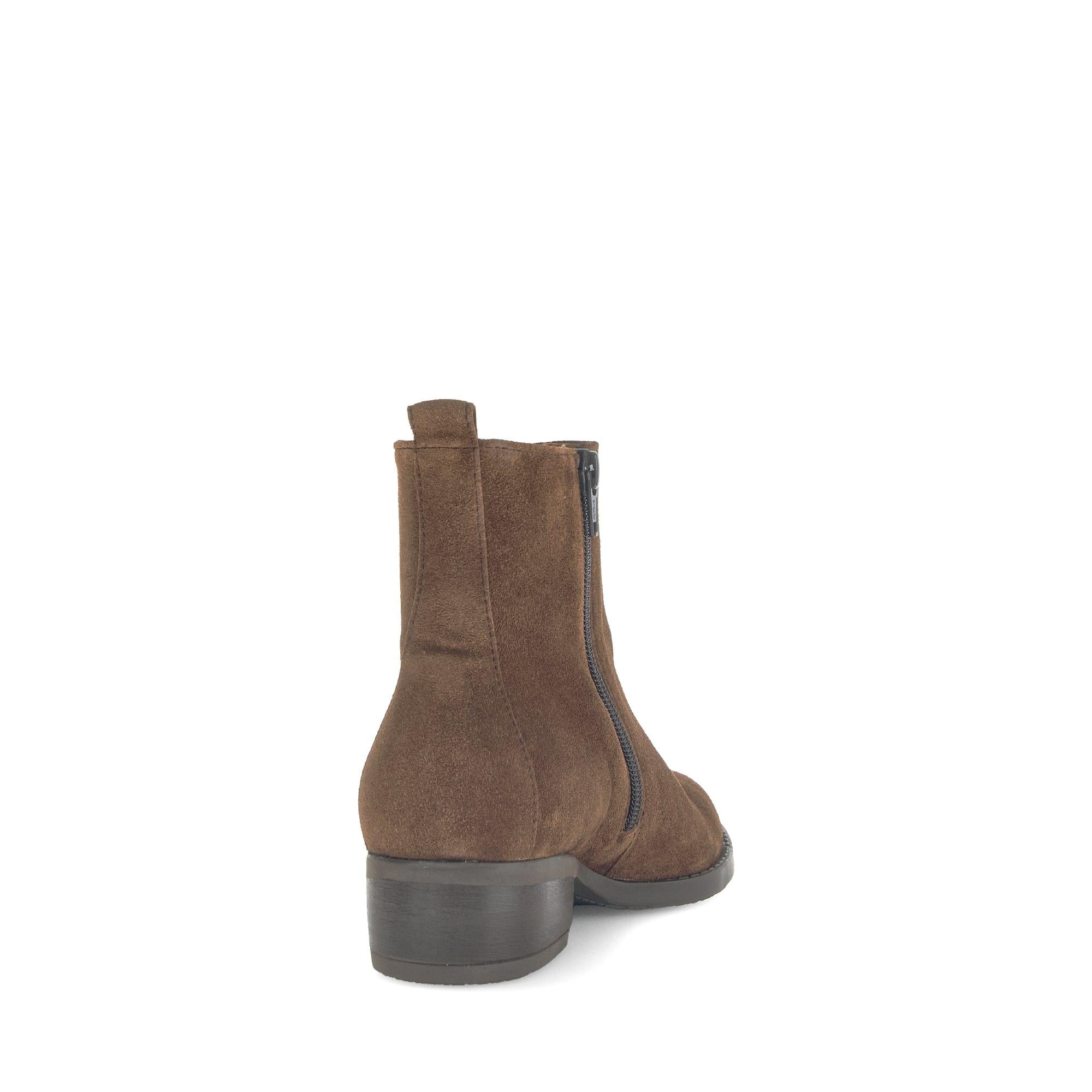 Gabor Gibside Ladies Whiskey Brown Suede Zip Ankle Boots with Block Heel, side zipper, stylish and comfortable footwear.
