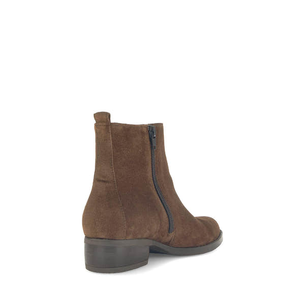 Gabor Gibside Ladies Whiskey Brown Suede Ankle Boots with Side Zipper and Block Heel.