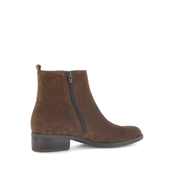 Gabor Gibside Ladies Whisky Brown Suede Side Zip Ankle Boots with Low Block Heel
