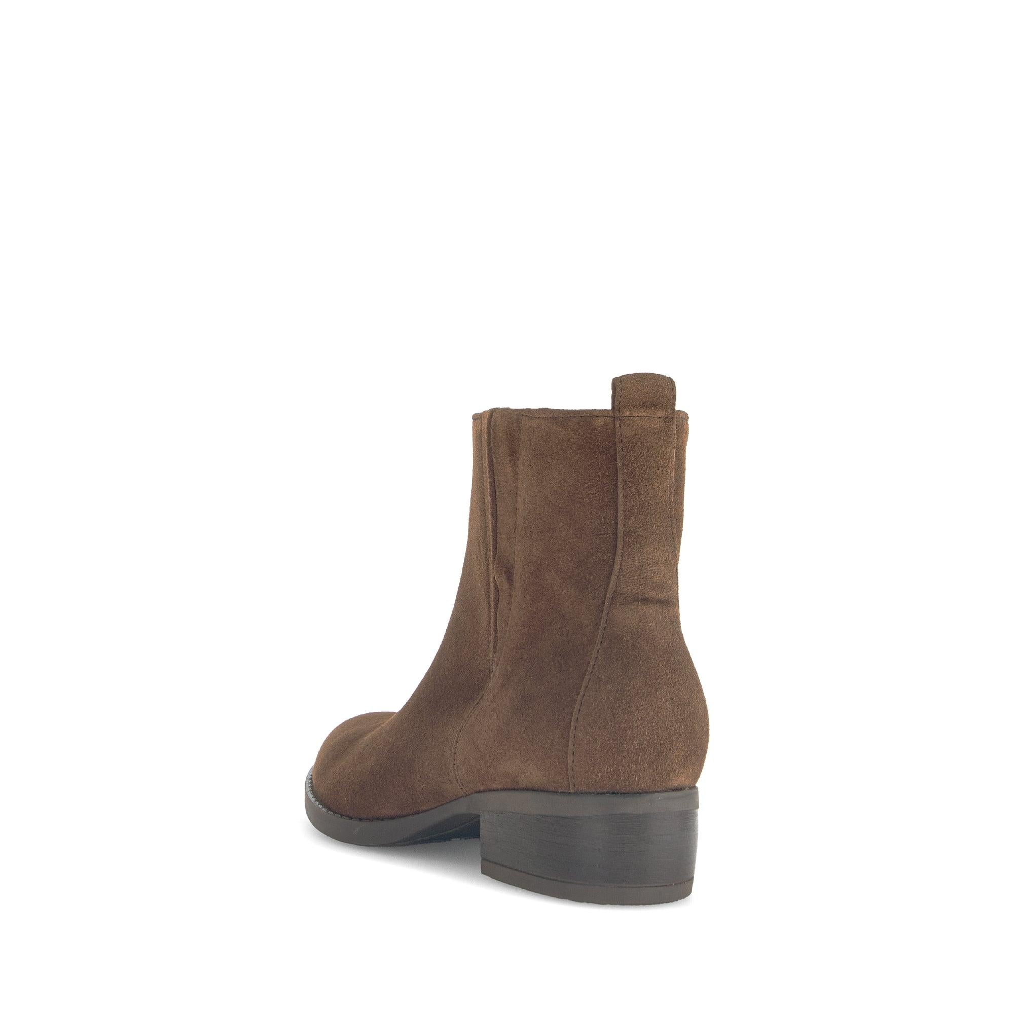 Gabor Gibside Ladies Ankle Boots in chestnut brown suede with side zipper and Block heel.