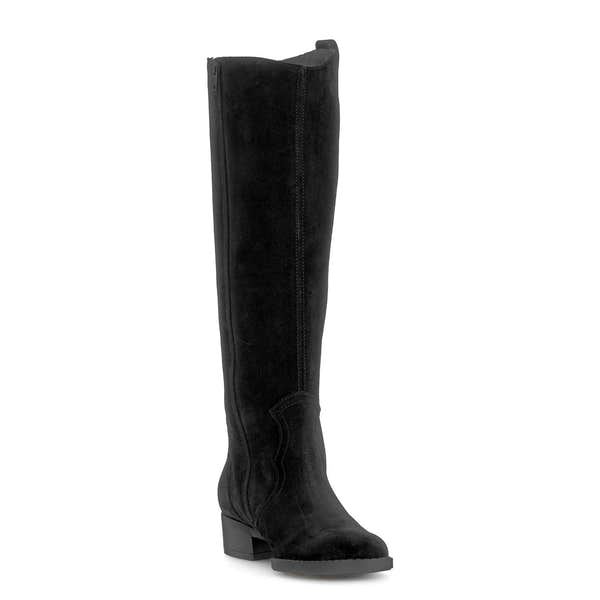Gabor Women's Black Suede Over-the-Knee Boots with Side Zipper and Block Heel.