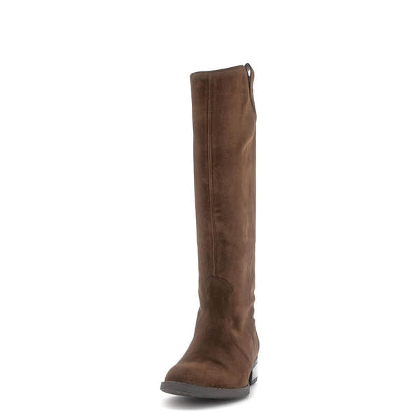 Gabor 75.901.18 knee-high suede boots in chestnut brown with side zip and low heel, stylish and comfortable women's footwear.