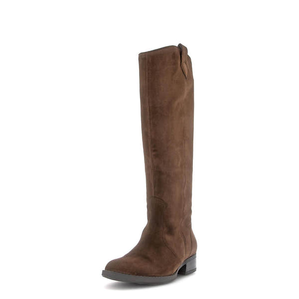 Gabor women's knee-high suede boots in chestnut brown with side zip and low block heel.