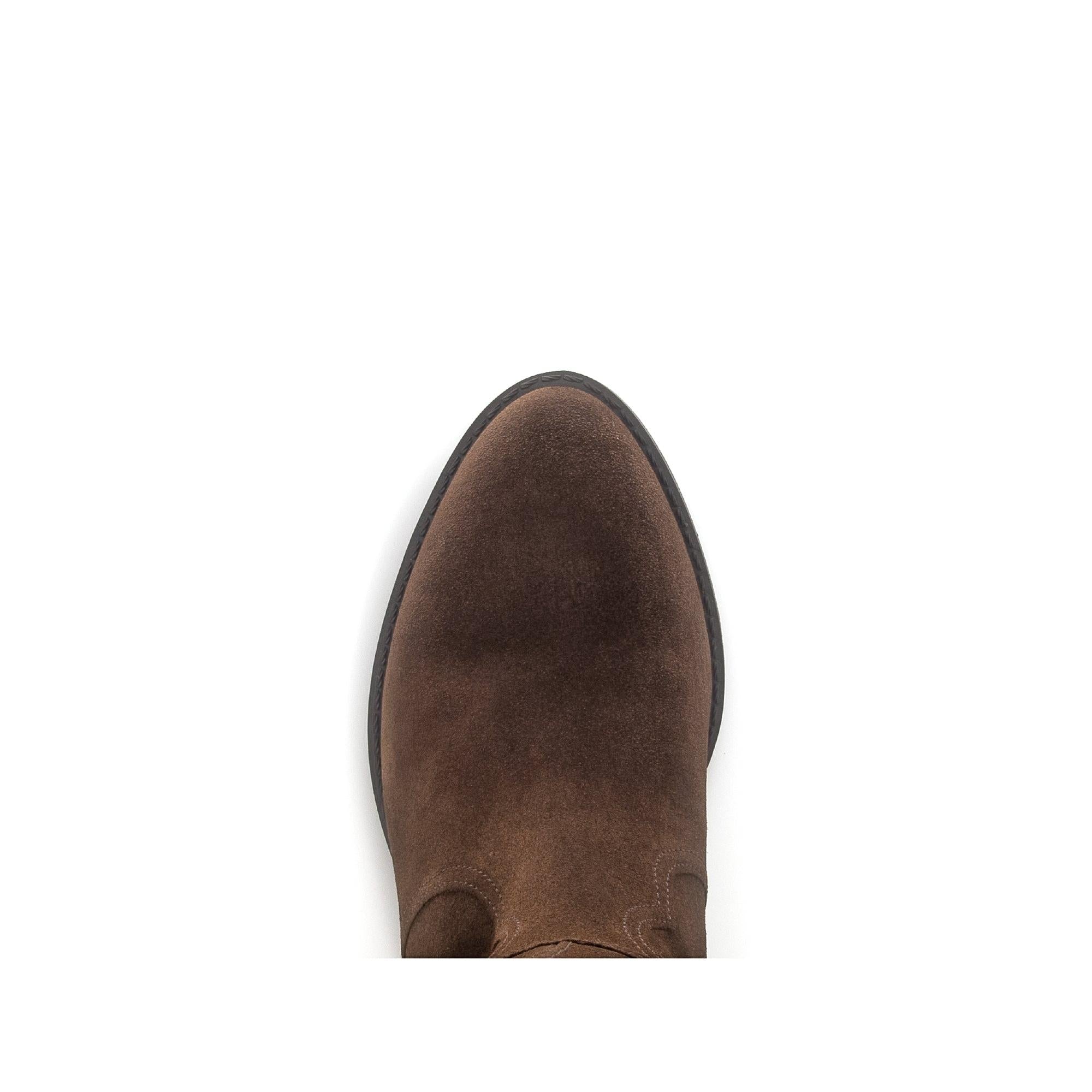 Gabor 75.901.18 garden ladies' knee-high boots in chestnut brown suede with side zipper, stylish and comfortable footwear.