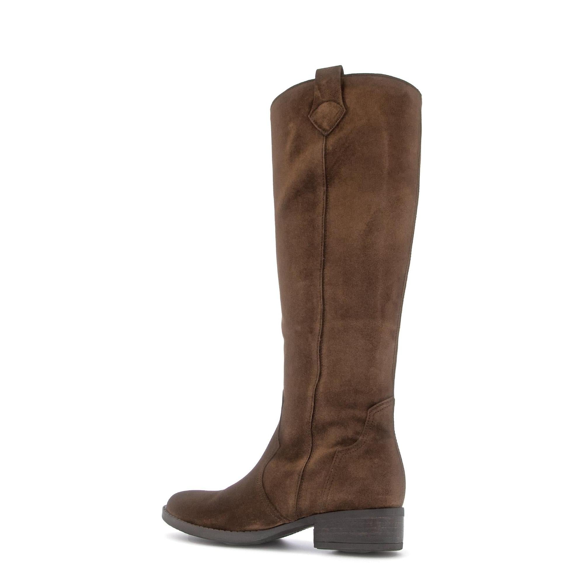 Gabor 75.901.18 knee-high women's suede boots in chestnut brown with side zip and low block heel.