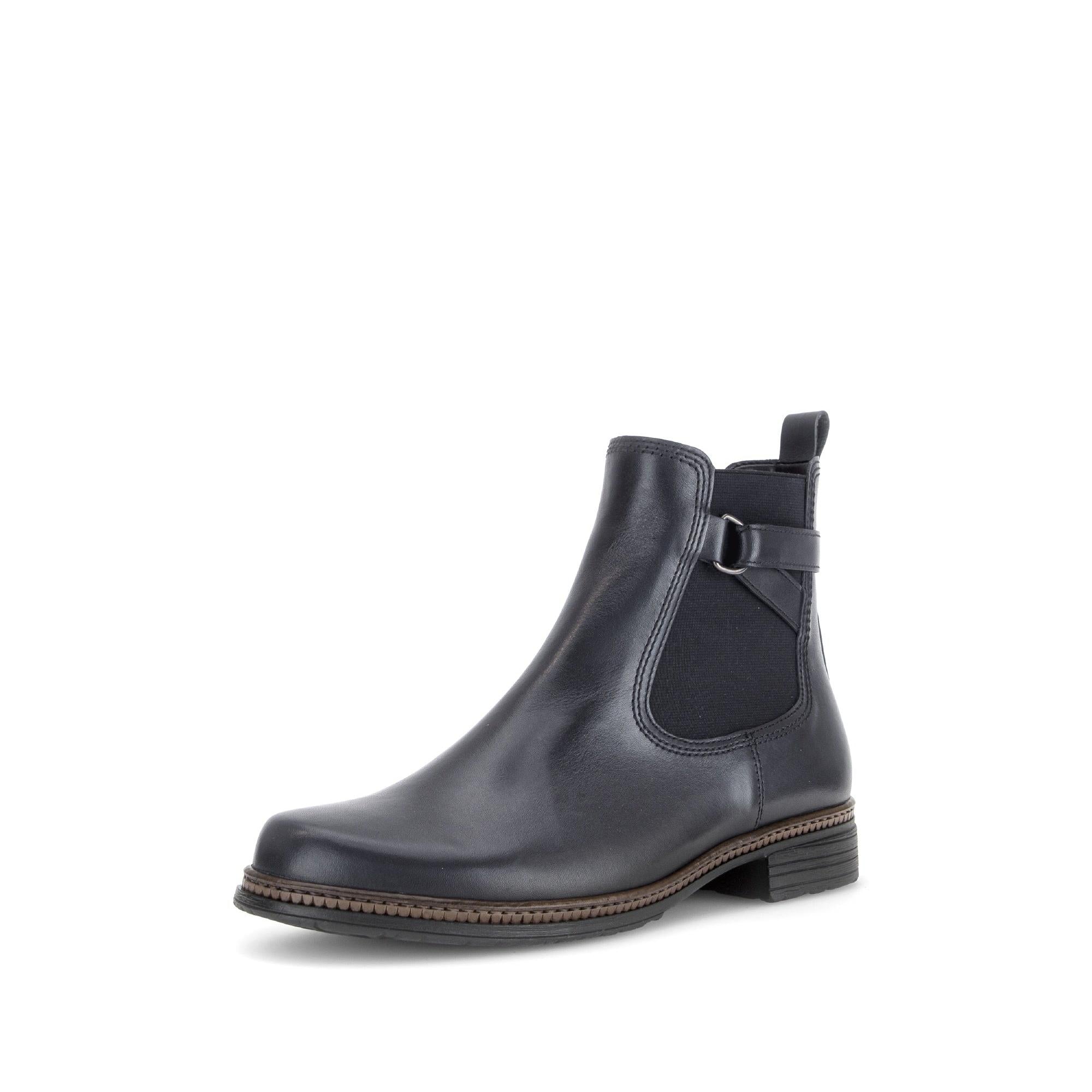 Gabor 8023.01.002 Nolene Ladies Navy Blue Leather Side Zip Ankle Boots