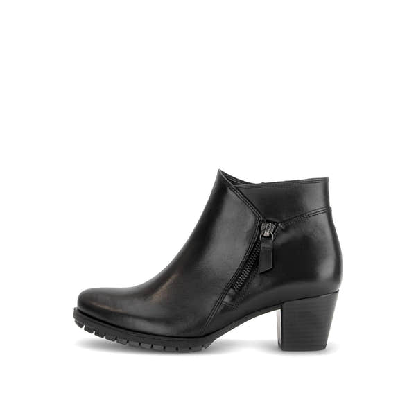 Gabor Olivetti black heeled ankle boots, outer side view.