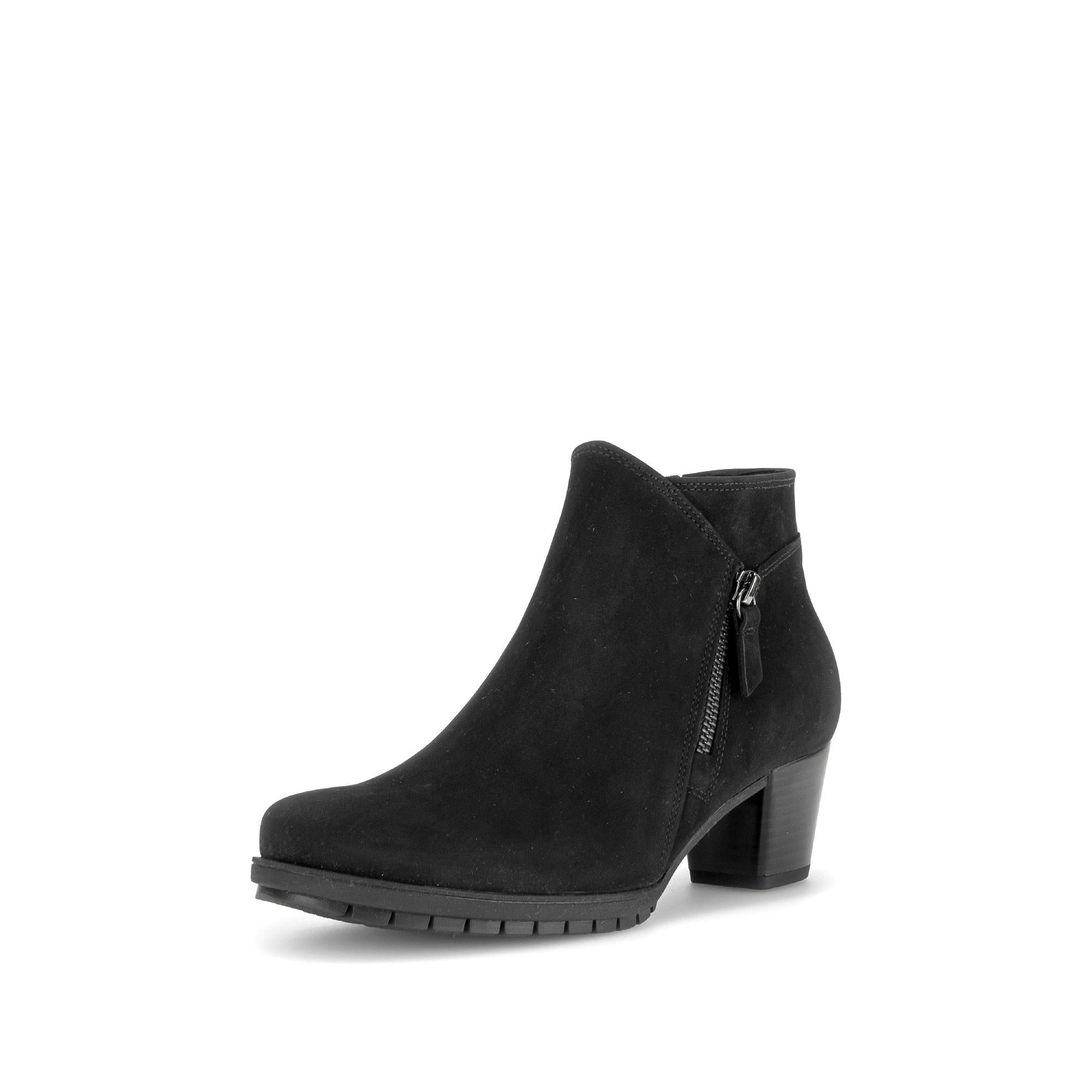 Gabor 8033.01.002 Olivetti Ladies Black Nubuck Leather Heeled Ankle Boots