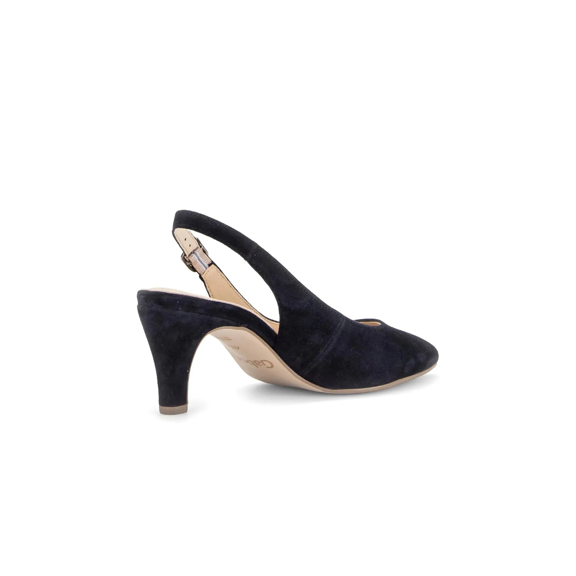 Gabor Lazona Women's Dark Blue Suede Sling Back Heels with 81.590.16 style, slingback strap, and mid-height heel.