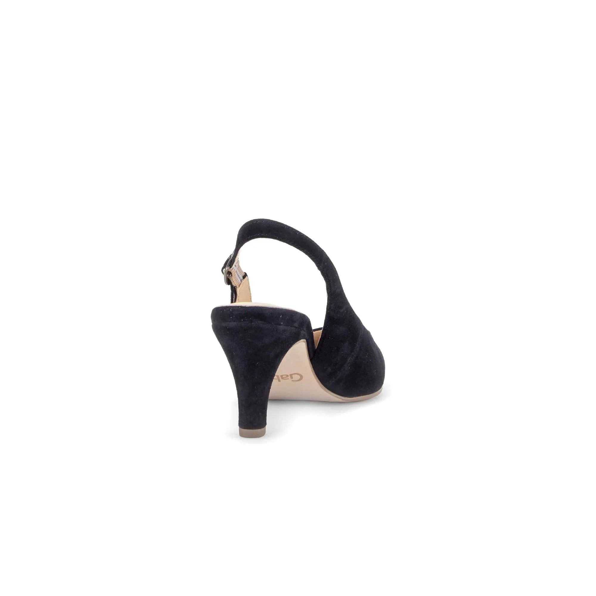 Gabor Ladies Dark Blue Suede Sling Back Heels with 81.590.16 design, high heel, and ankle strap.