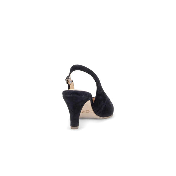 Gabor Ladies Dark Blue Suede Sling Back Heels with 81.590.16 design, high heel, and ankle strap.