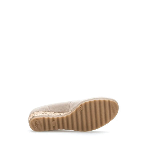 Gabor Epworth Ladies Beige Suede Elasticated Shoes with rubber sole and cushioned interior.