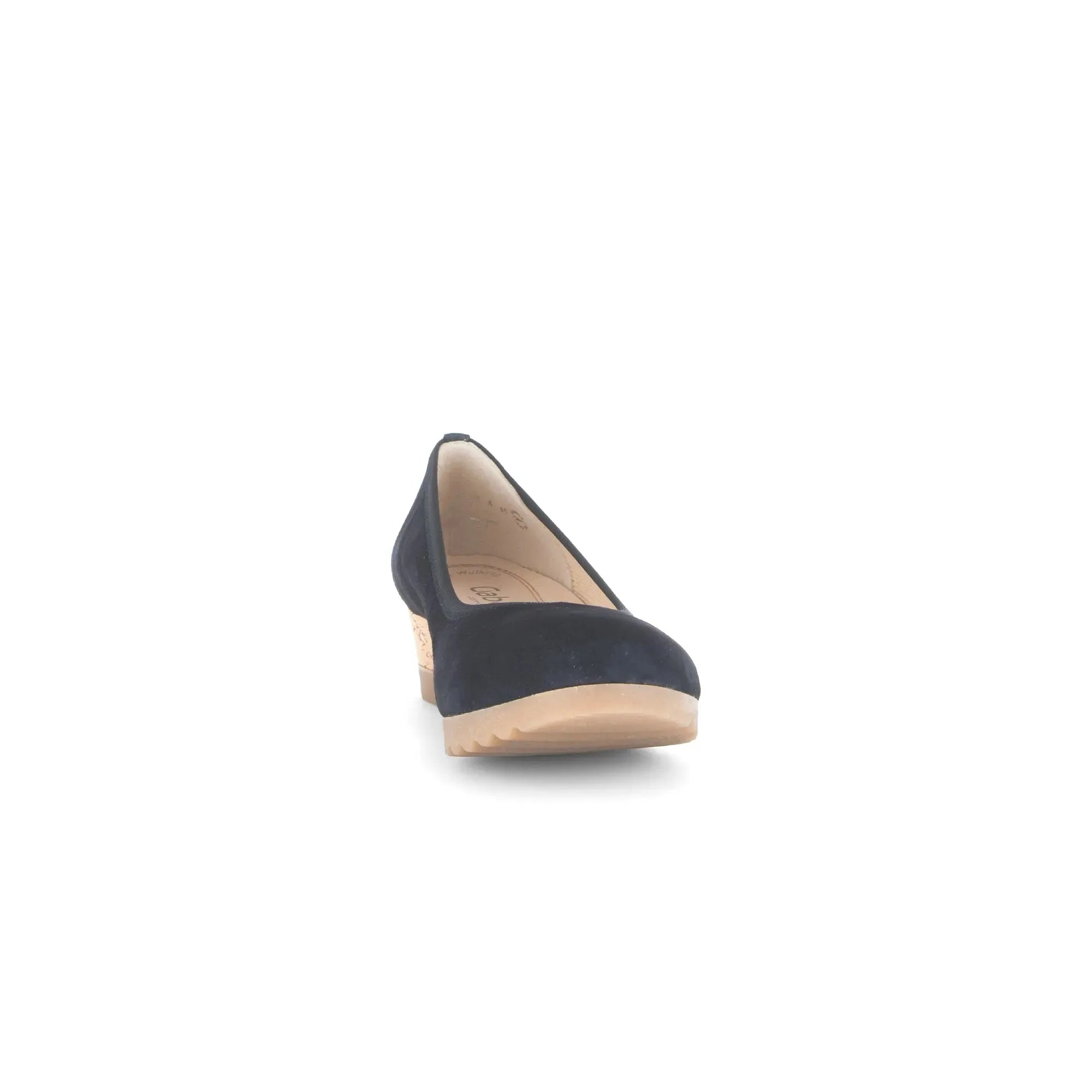 Gabor Epworth women's dark blue suede elasticated low-heel shoes with beige soles.