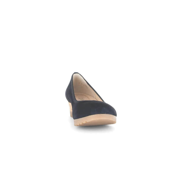 Gabor Epworth women's dark blue suede elasticated low-heel shoes with beige soles.