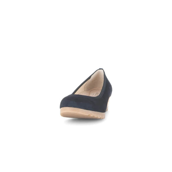 Gabor Epworth Ladies' Dark Blue Suede Elasticated Shoes, low heel, pointed toe, slip-on design for women.