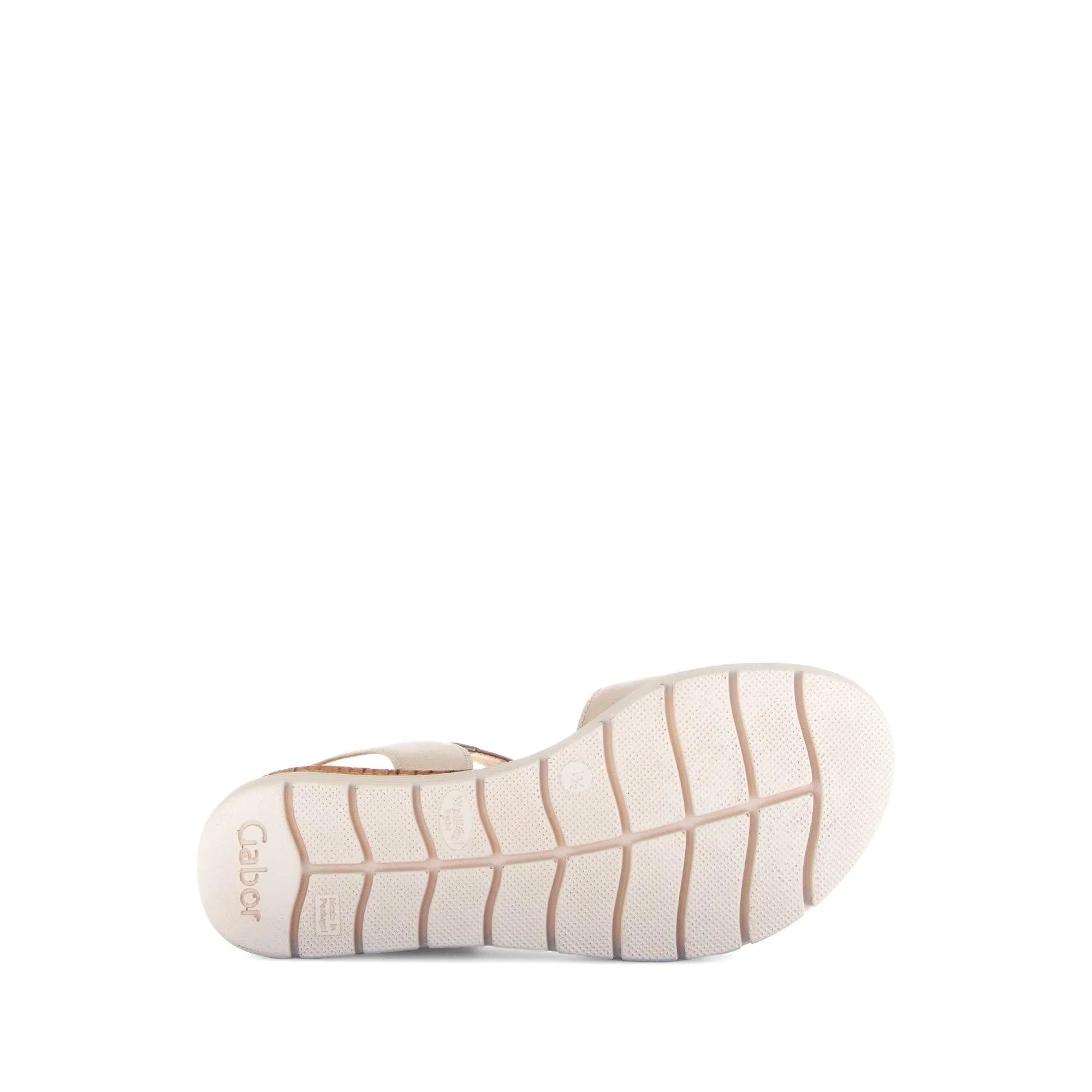 Beige leather touch fastening sandals with a textured sole and subtle branding. Ideal for comfort and style.
