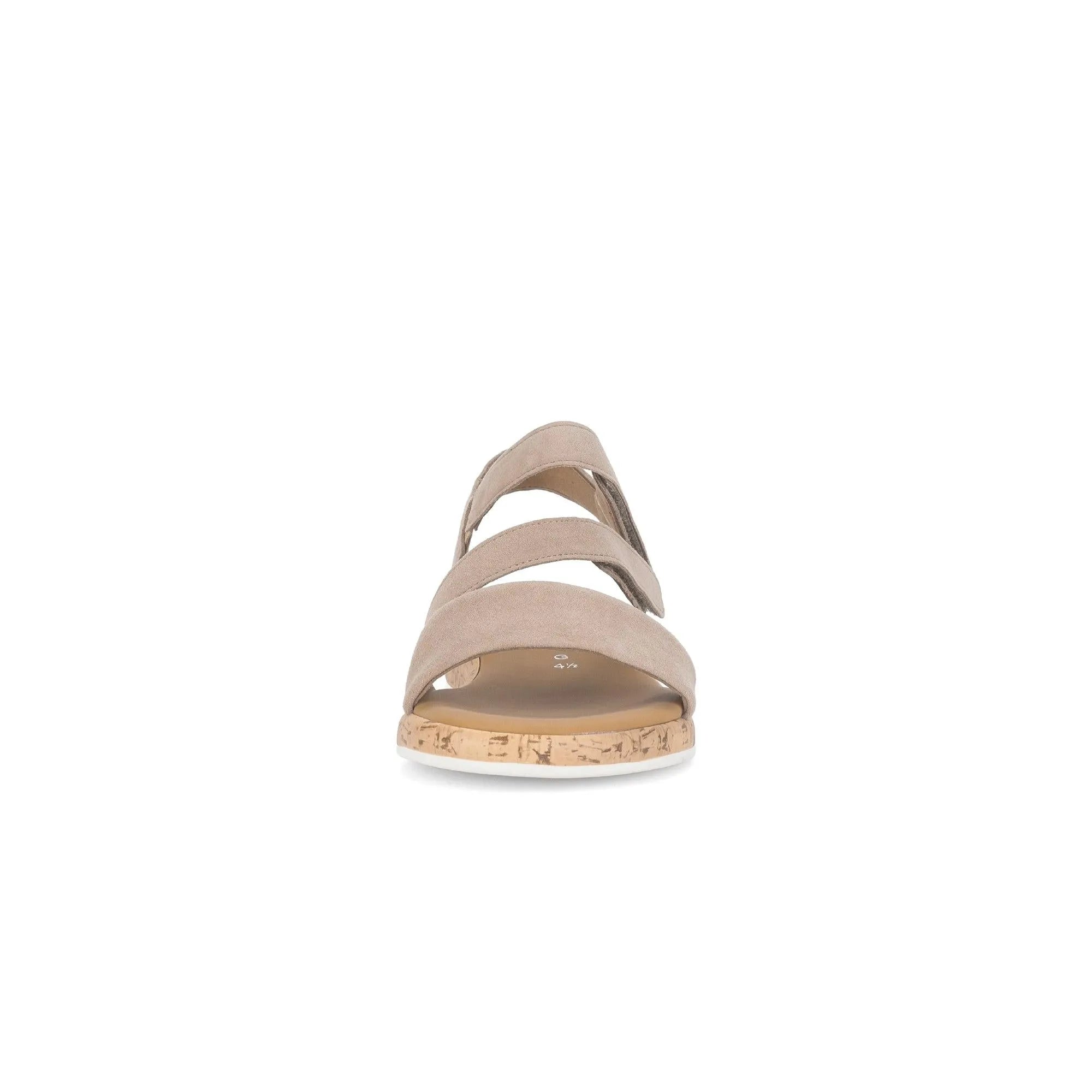 Gabor Oporto Ladies Sandals in beige leather with touch fastening and cork-effect sole.