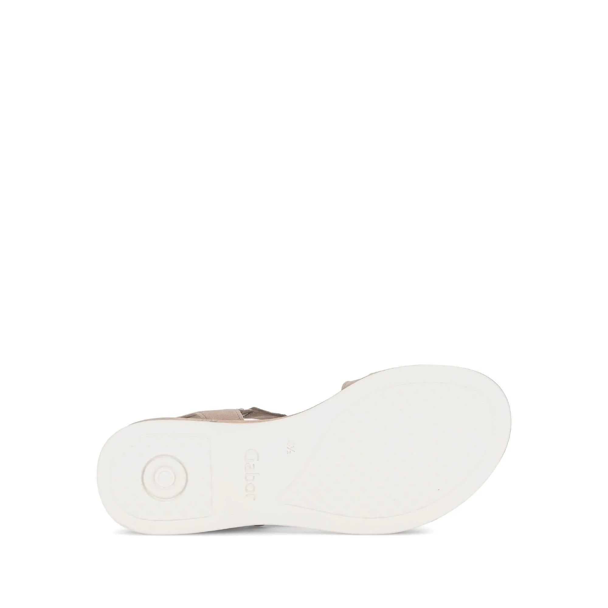 Gabor Oporto Ladies Sandals in beige leather with touch fastening, cushioned sole, and slip-on design.