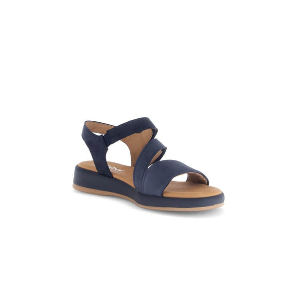 Blue nubuck touch fastening sandals with a cushioned insole and a stylish, open toe design. Lightweight sole for comfort.
