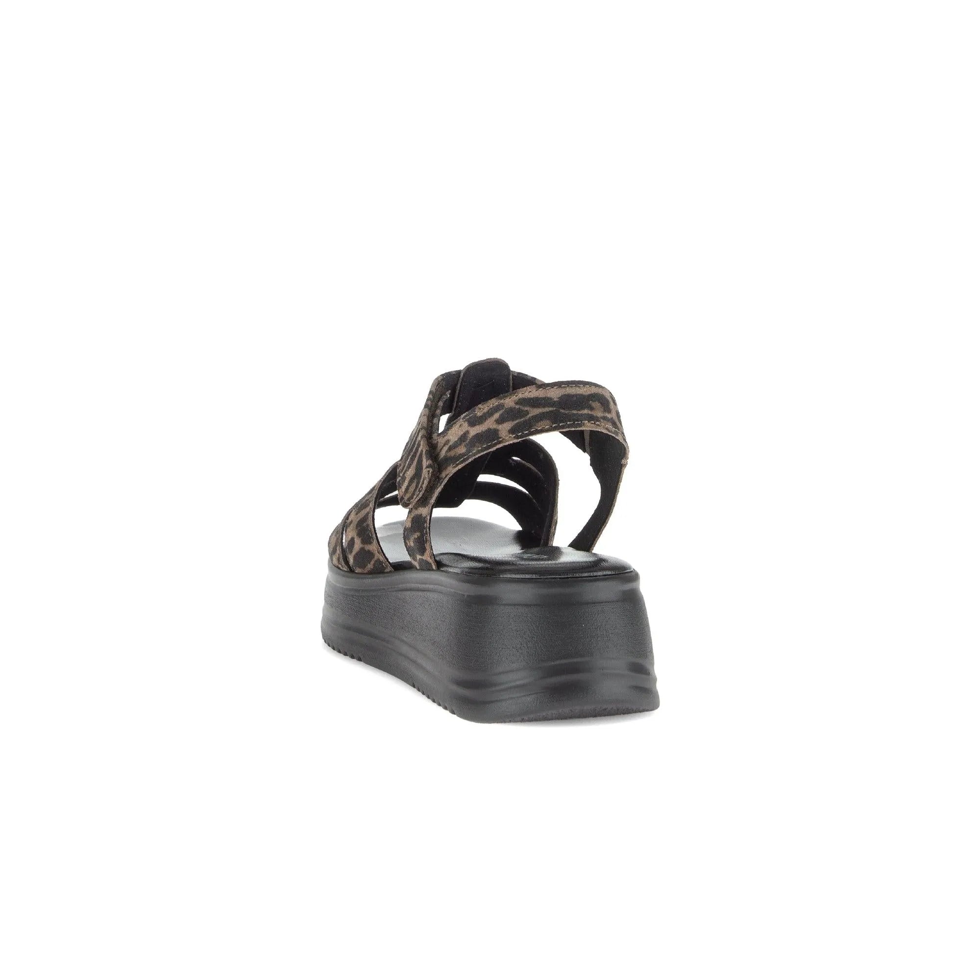 Gabor Abel ladies leopard print leather touch fastening platform sandals, trendy and comfortable footwear.