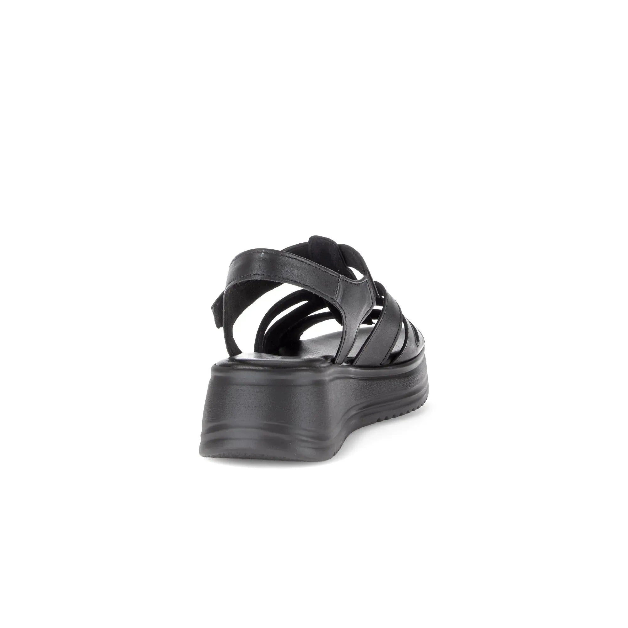 Gabor Abel Women's Black Leather Touch Fastening Sandals, chunky platform sole, open toe, and ankle strap.