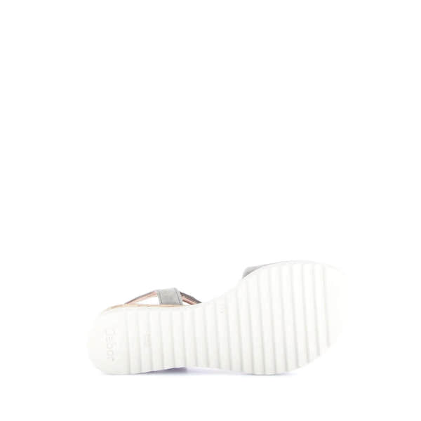 Gabor 82.751.11 grey leather buckle sandals with a thick white rubber sole, stylish and comfortable for women.