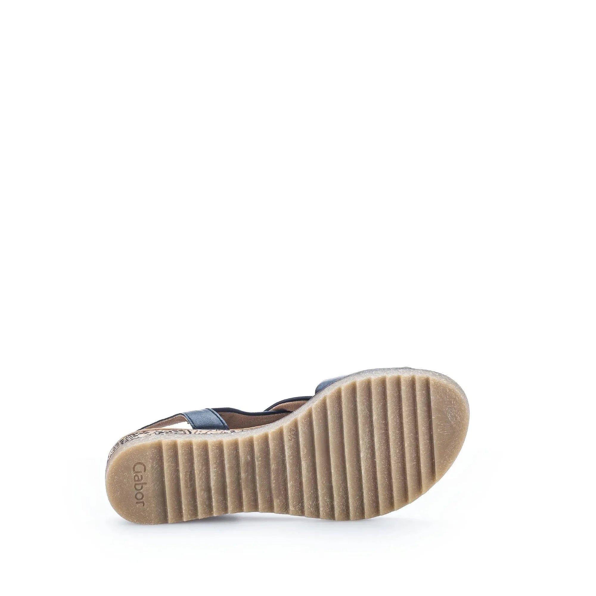 Gabor Rich Ladies Midnight Leather Buckle Sandals with a rugged sole and ankle strap detail.