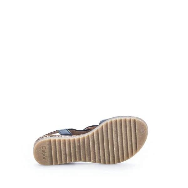 Gabor Rich Ladies Midnight Leather Buckle Sandals with a rugged sole and ankle strap detail.