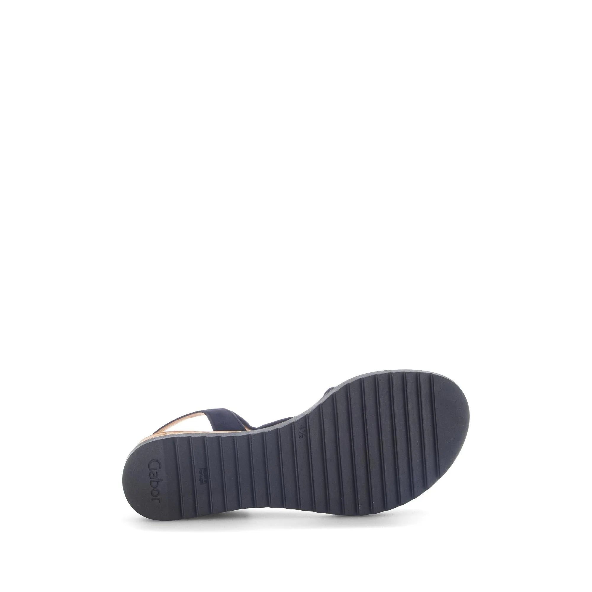 Gabor 82.751.86 Rich Ladies Blue Leather Buckle Sandals with sole detail and buckle straps.